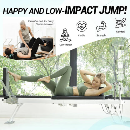 Foldable Pilates Reformer, Pilates Machine for Home Use, with Dual Resistance- Springs and Cords, Pilates Equipment for Home Workouts with Jump Board, up to 400 LBS